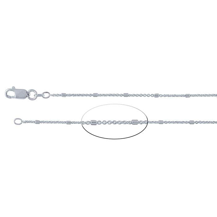 Catena a cavo in argento sterling con accenti di perline a tubo