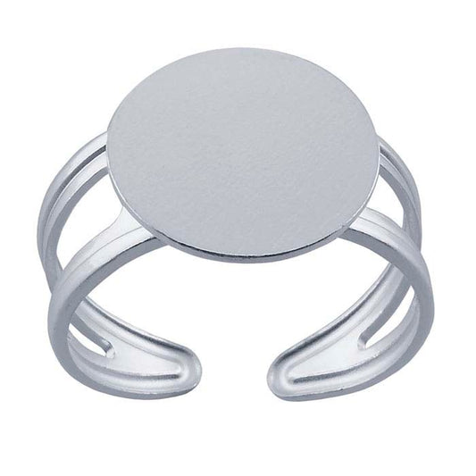 تركيب خاتم وسادة مستدير فضي عيار 13.1 مم، قابل للتعديل