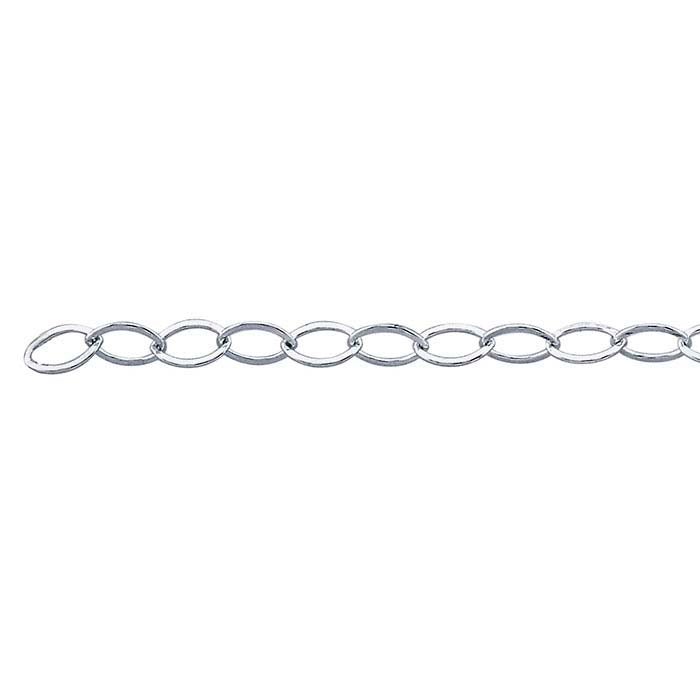 Sterling Silver Flat Oval Cable Chain, By the Foot
