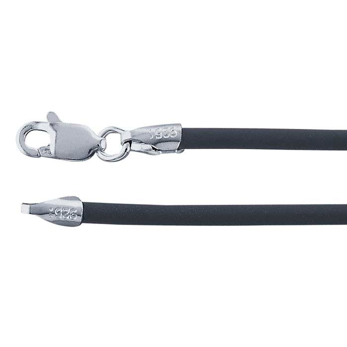 Black Rubber Cord with Sterling Silver Clasp