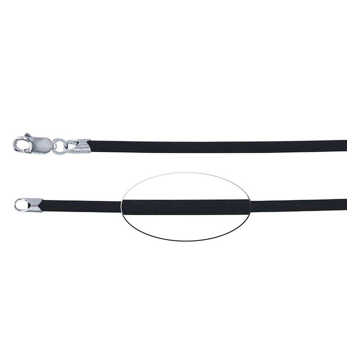 Black Rubber Cord with Sterling Silver Clasp