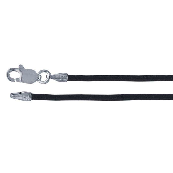 Black Leather Cord with Sterling Silver Clasp