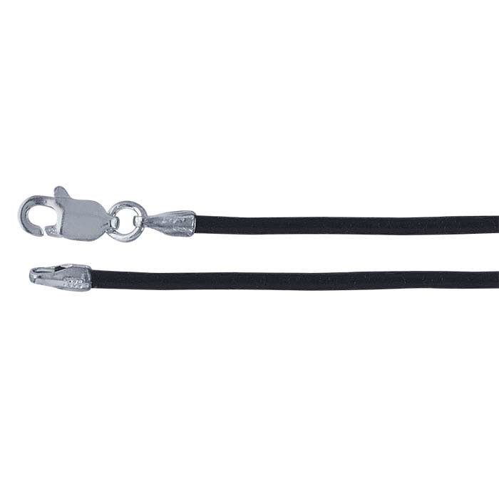 Black Leather Cord with Sterling Silver Clasp