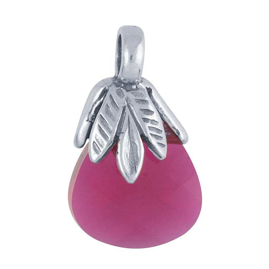 Terminal de colgante con anillo y pinza en forma de hoja 3D de plata de ley