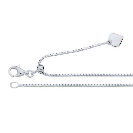 Sterling Silver Box Chain Necklace, Adjustable