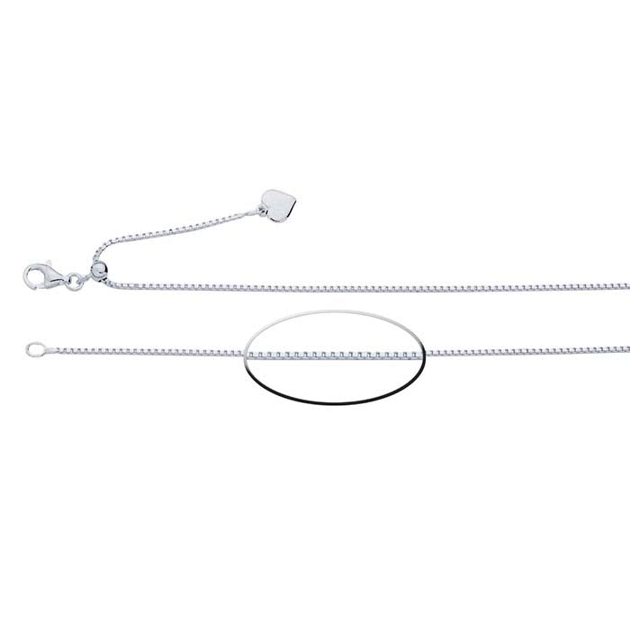 Sterling sølv kassekæde halskæde, justerbar