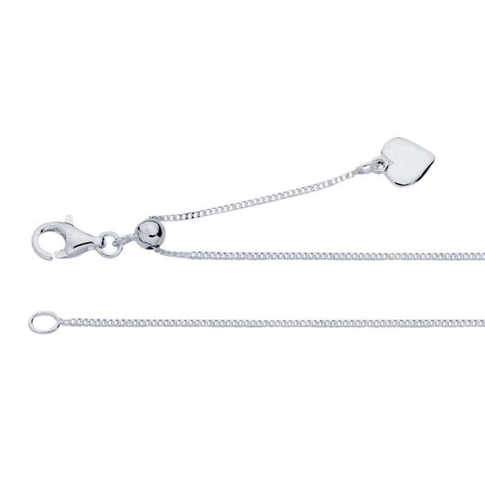 Sterling Silver Diamond-Cut Curb Chain Necklaces, Adjustable