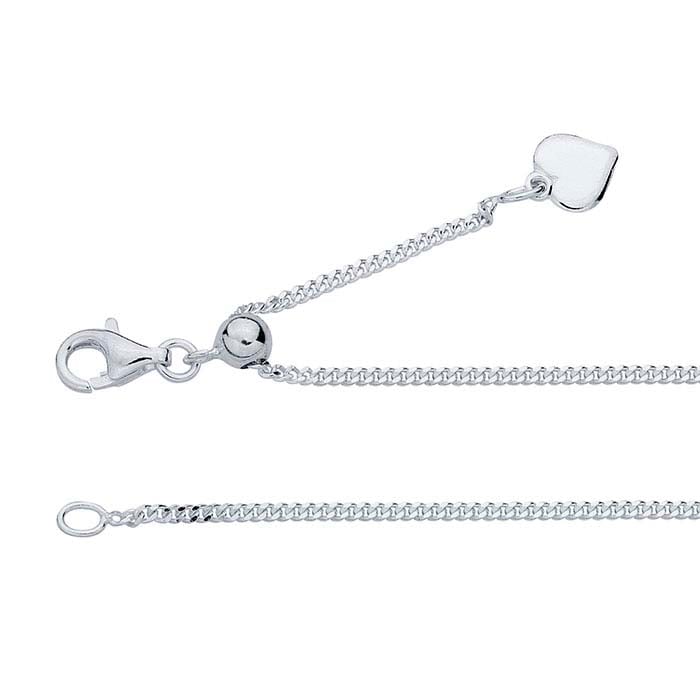 Sterling Silver Diamond-Cut Curb Chain Necklaces, Adjustable