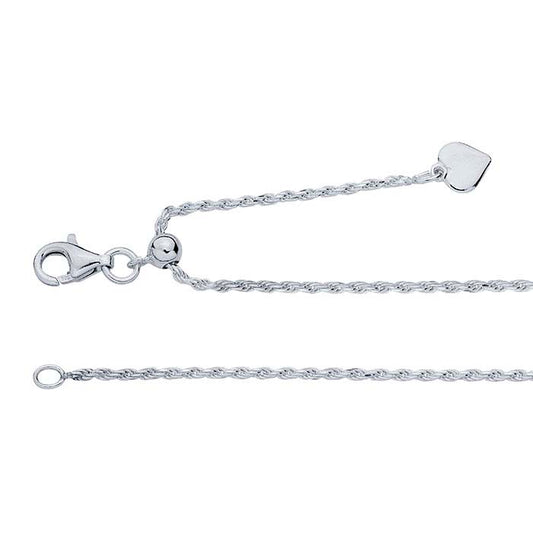 Sterling Silver Diamond-Cut French Rope Chain Necklaces, Adjustable