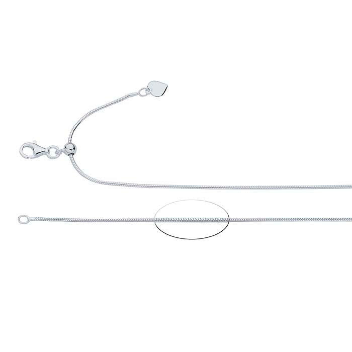 Sterling Silver Round Seamed Snake Chain Necklaces, Adjustable