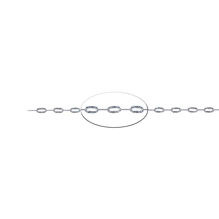 Sterling Silver Patterned Flat Oval Cable Chain