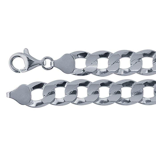 Sterling Silver 7.6mm Beveled Curb Chain