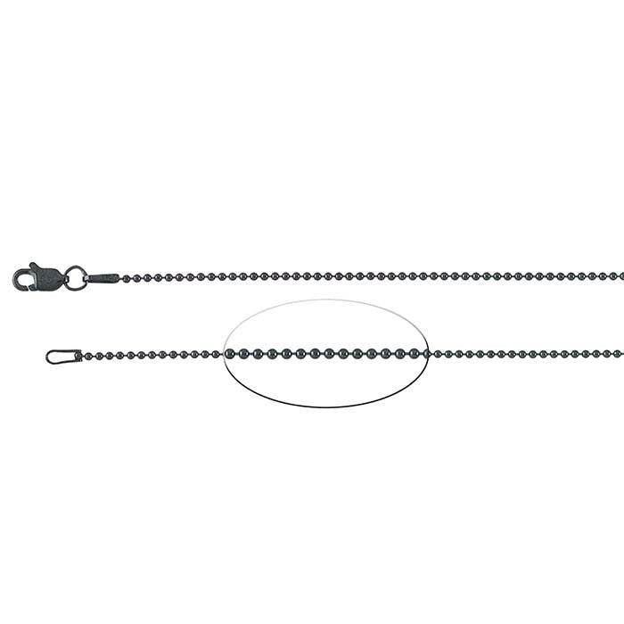 Sterling Silver Black Oxidized Bead Chain