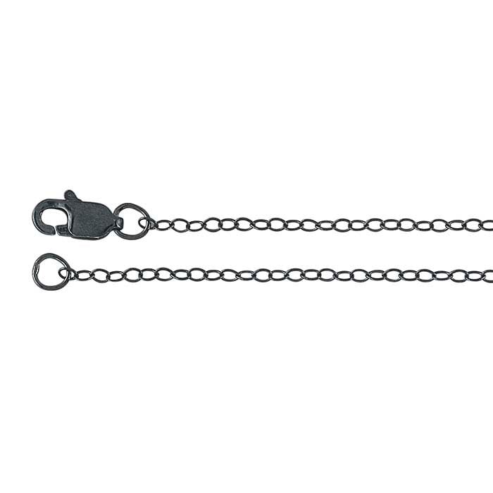 Sterling Silver Black Oxidized Flat Cable Chain