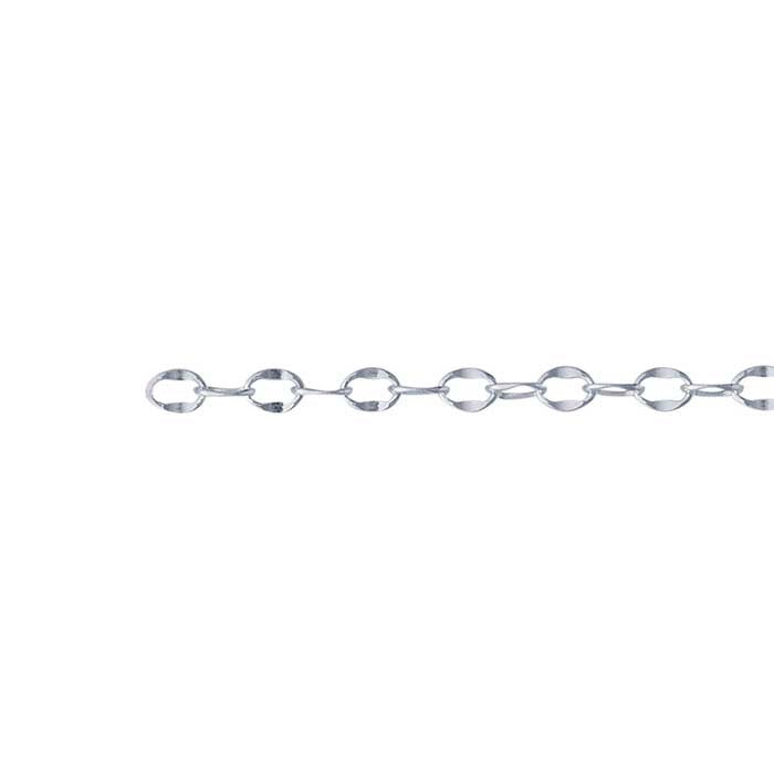 Sterling Silver Dapped Flat Oval Cable Chain