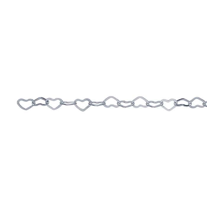 Sterling Silver Flat Heart Link Chain, By the Foot