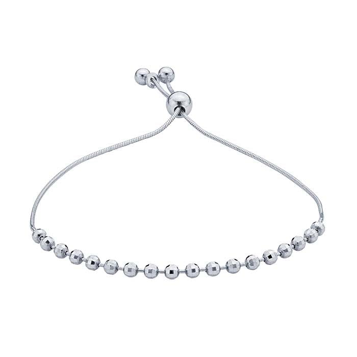 Bracciale con Perline in Argento Sterling Taglio Diamante, Regolabile