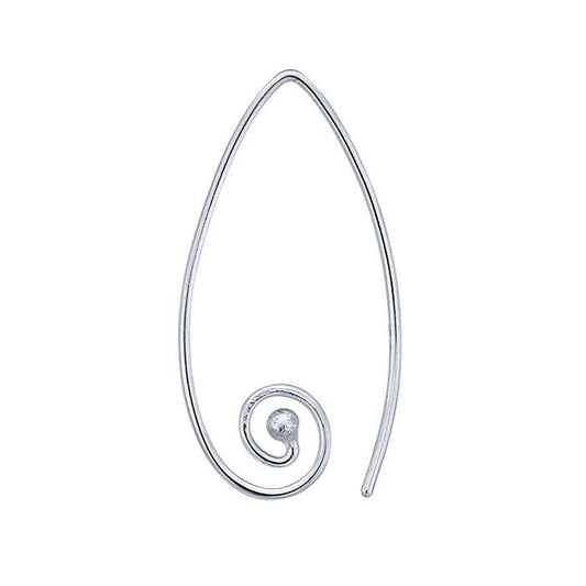 Sterling Silver Marquise Ear Wire with Spiral and Ball End