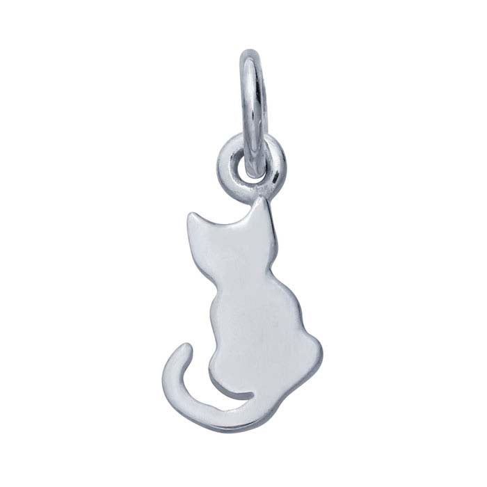 Charm-Anhänger „Sitzende Katze-Silhouette“ aus Sterlingsilber