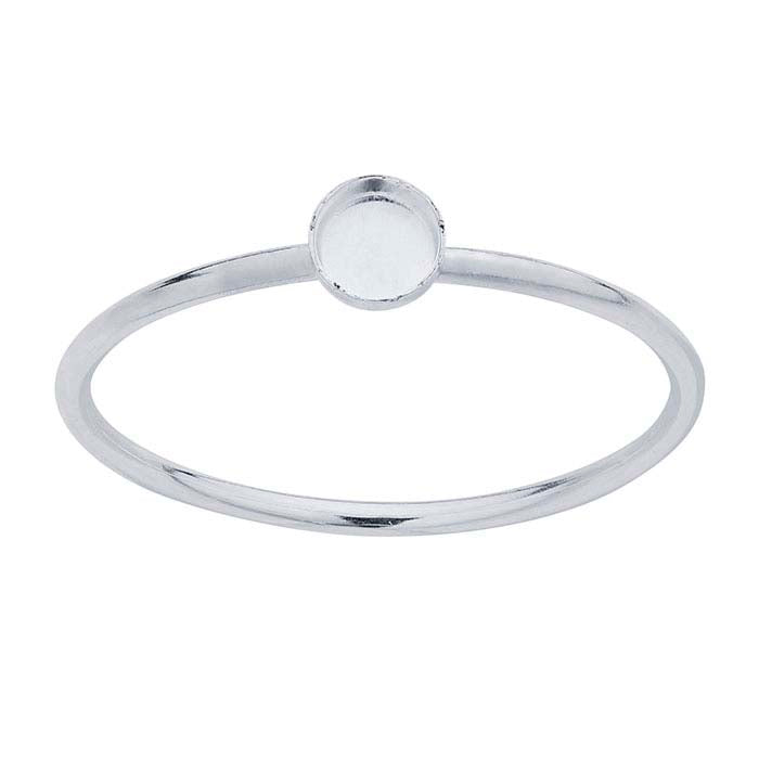 Sterling Silver Round Cabochon Ring Mounting