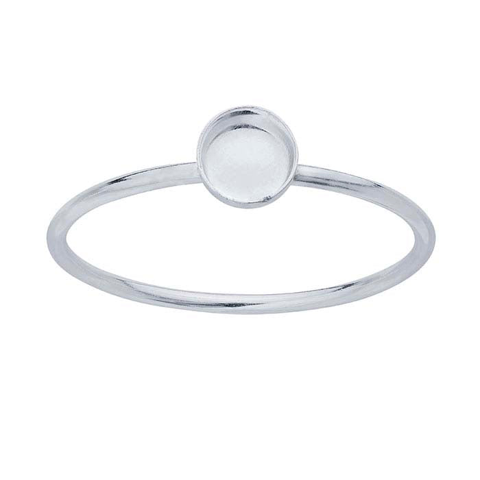 Sterling Silver Round Cabochon Ring Mounting