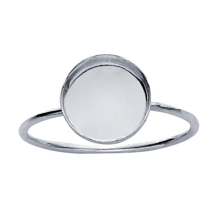 Sterling Silver Round Cabochon Ring Mounting