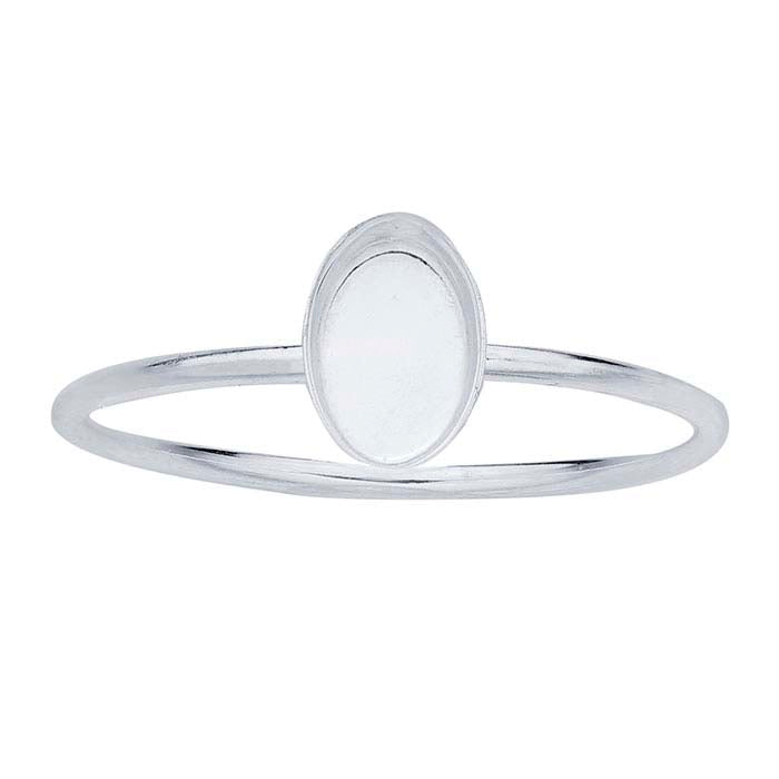 Sterling Silver Oval Cabochon Ring Mounting