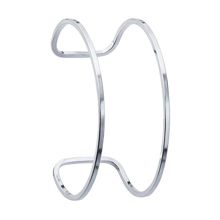 Bracelet manchette ouvert en fil carré en argent sterling