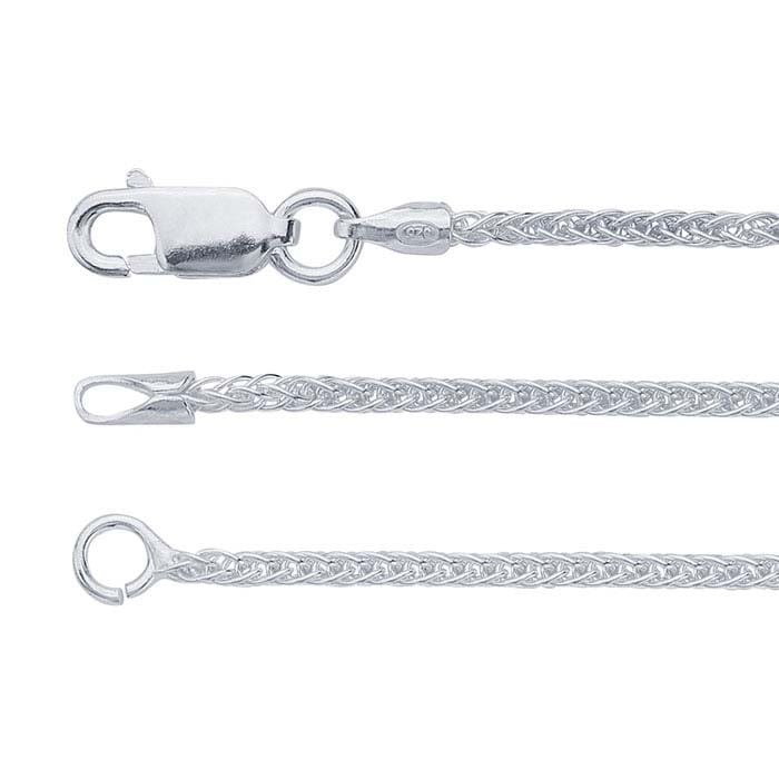 Sterling Silver Square Wheat Chain Necklace Component