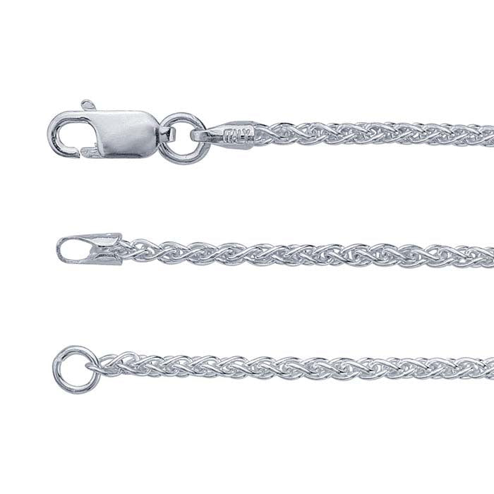 Sterling Silver Square Wheat Chain Necklace Component