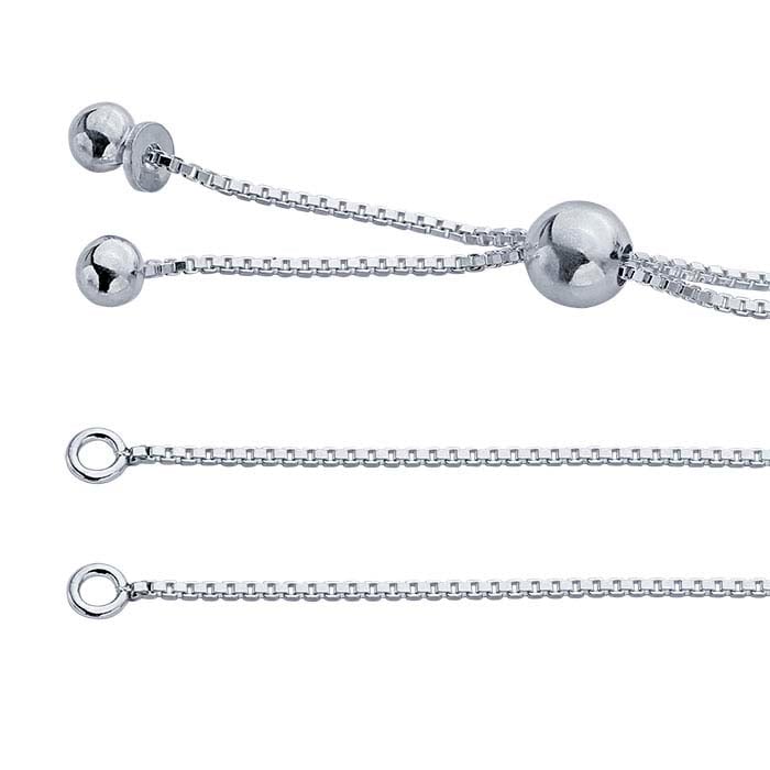 Sterling Silver Box Chain Necklace Component, Adjustable