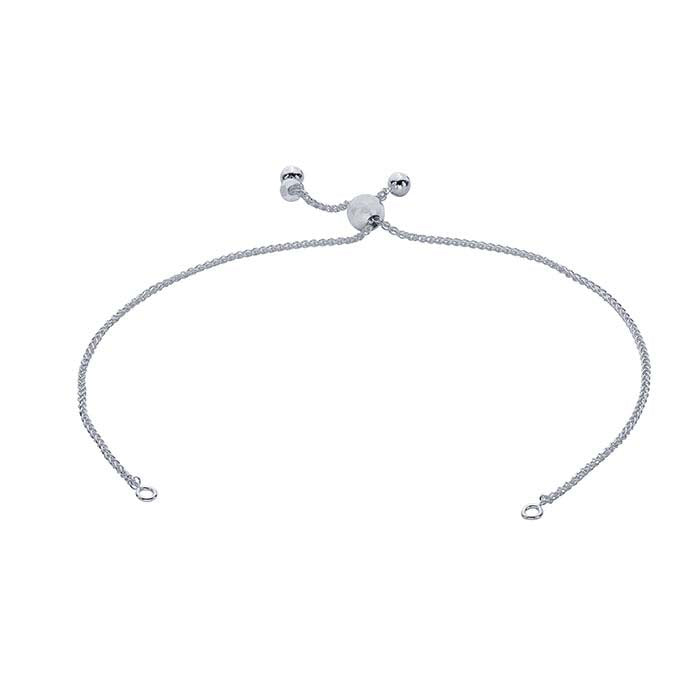 Sterling Silver Wheat Chain Bracelet Component, Adjustable