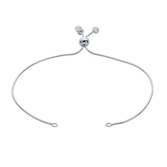 Componente de Pulseira em Prata de Lei com Corrente de Cobra Soldada, Ajustável