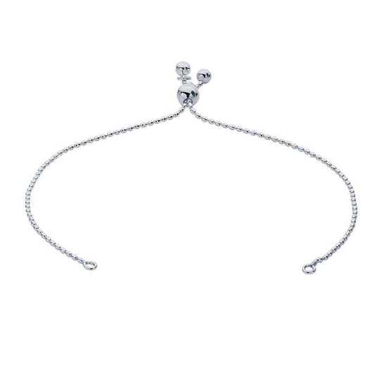 Componente de Pulseira com Corrente de Contas Oval em Prata de Lei, Ajustável