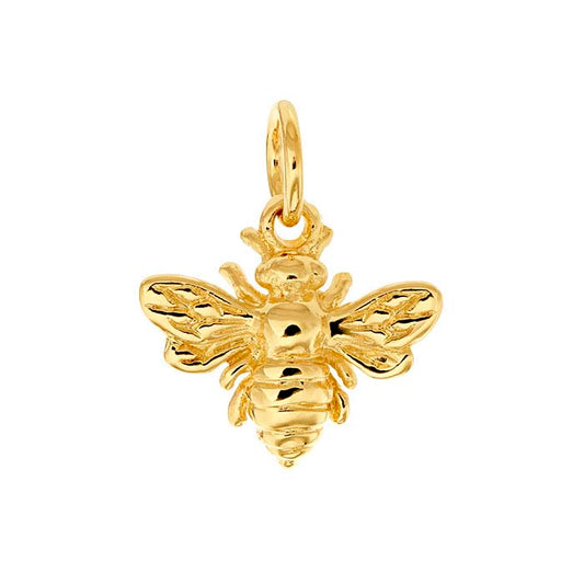 14K Heavy Yellow Gold-Plated Sterling Silver Honey Bee Charm