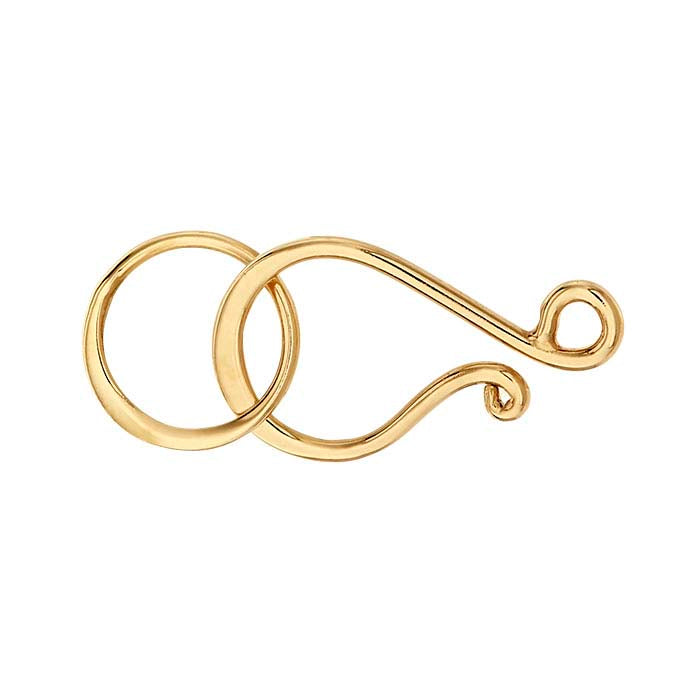 スターリングシルバー 25 x 10mm ゴールドメッキスターリングシルバー フック＆アイ クラスプ