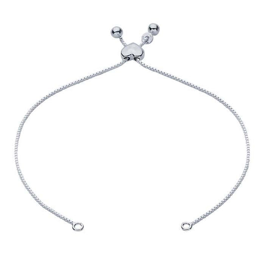Sterling Silver Box Chain Bracelet Component, Adjustable