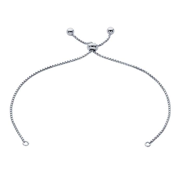 مكون سوار سلسلة صندوق مستدير من الفضة الإسترلينية 1.1 مم، قابل للتعديل