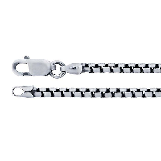 Sterling Silver Oxidized Rounded Box Chain