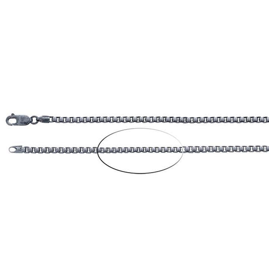 Sterling Silver Oxidized Rounded Box Chain