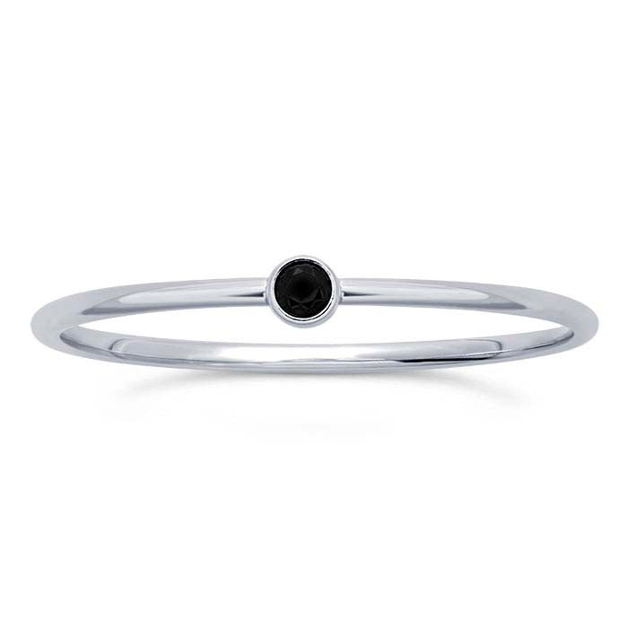 Sterling Silver Black CZ-Set Ring