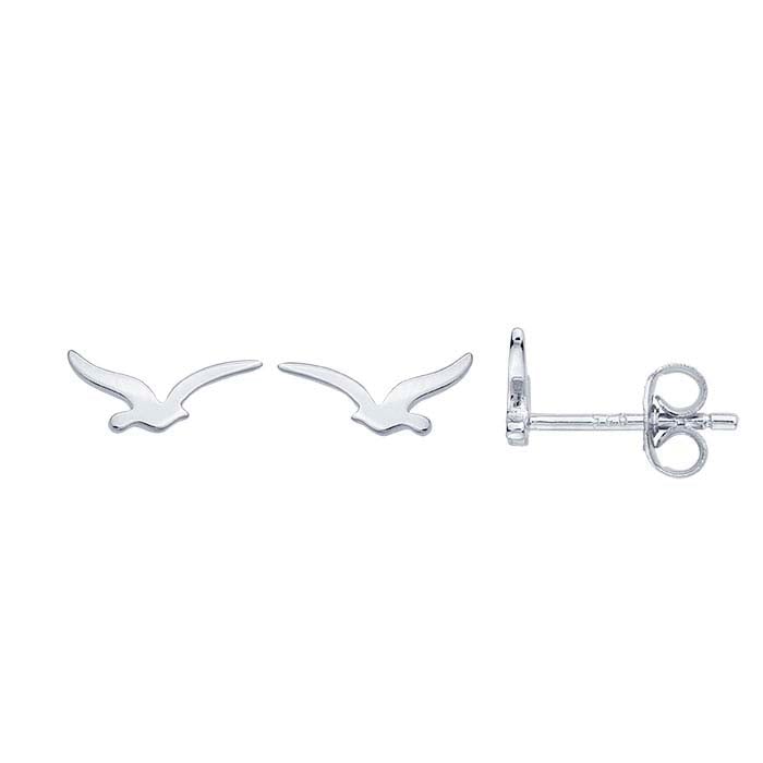 Rhodinierte Ohrstecker „Fliegender Vogel“ aus Sterlingsilber