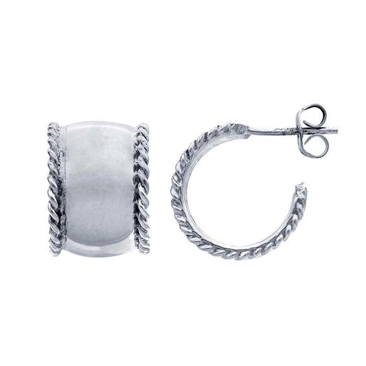 Sterling Silver Rope-Edge Hoop Earrings
