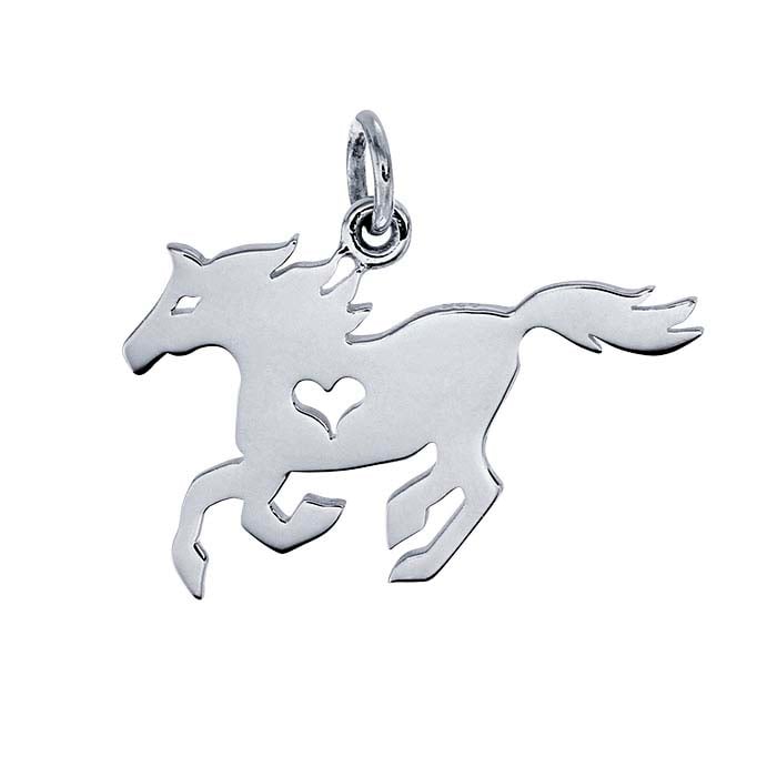 Sterling Silver Horse Charm with Heart Cut-Out
