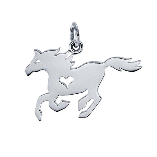 Sterling Silver Horse Charm with Heart Cut-Out