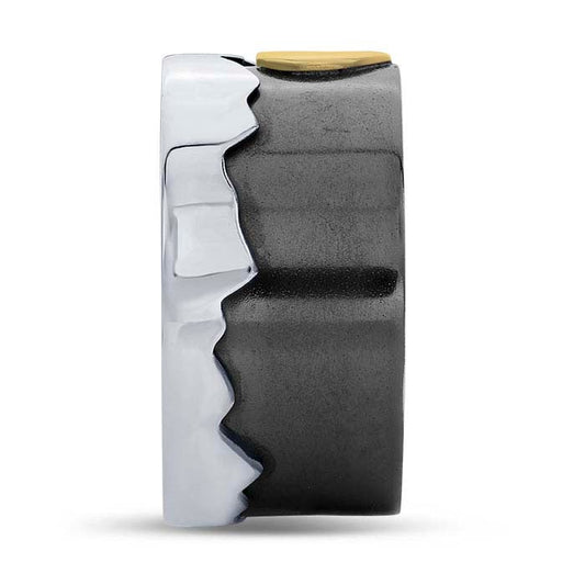 Anello in argento sterling con luna e montagna in rilievo