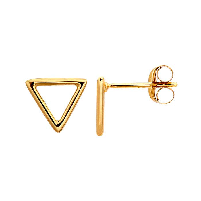 14K Heavy Yellow Gold-Plated Open Triangle Post Earrings