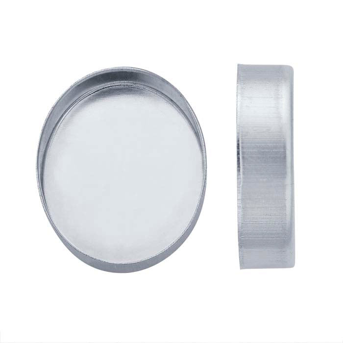 Sterling Silver Oval High-Wall Bezel Cup Setting