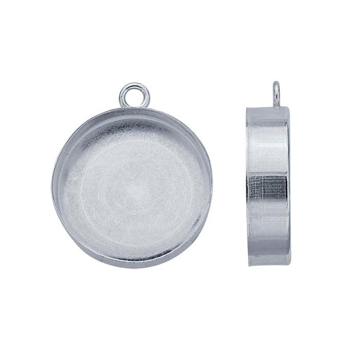 Sterling Silver Round High-Wall Cabochon Pendant Mounting