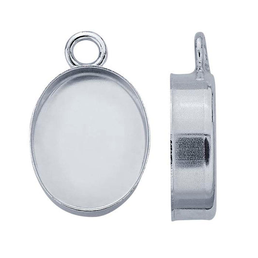 Sterling Silver Oval High-Wall Cabochon Pendant Mounting